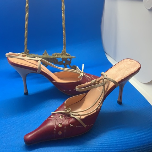 Prada kitten heels size 37 red beige cream - Picture 10 of 11